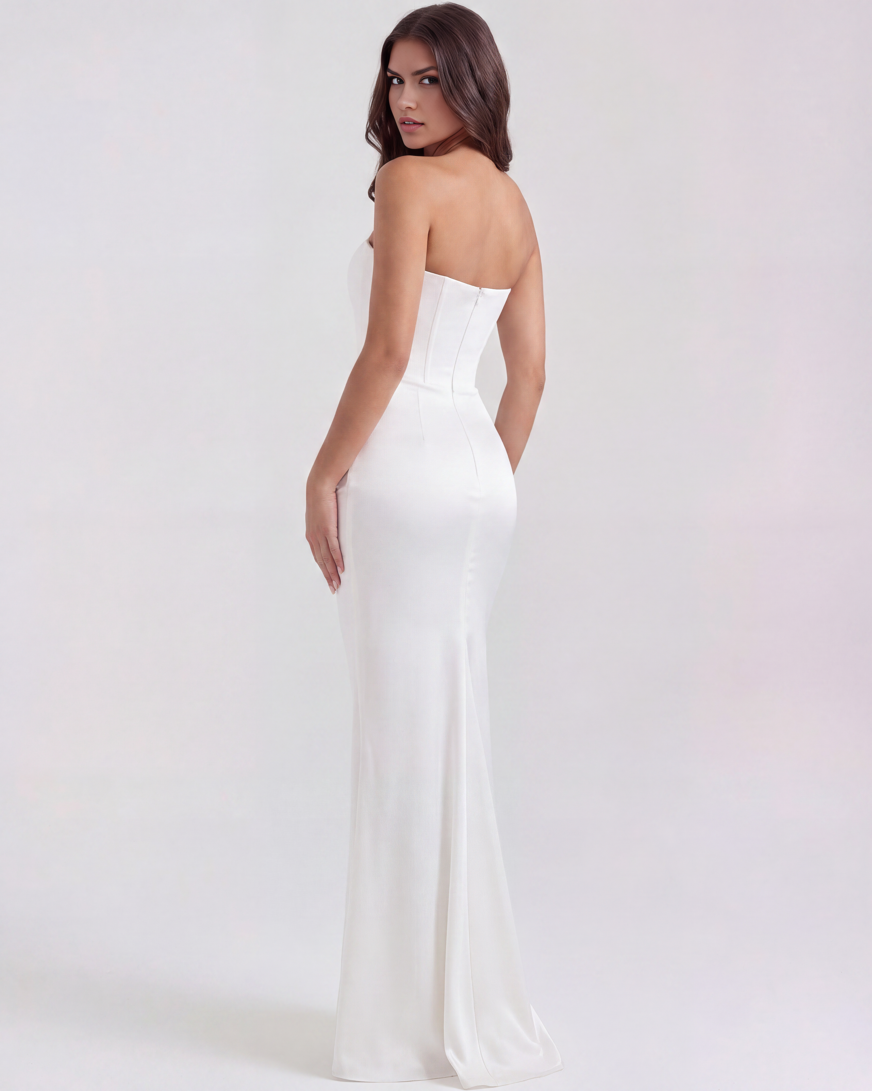Sculpted corset strapless maxi dress for women | Rosalind