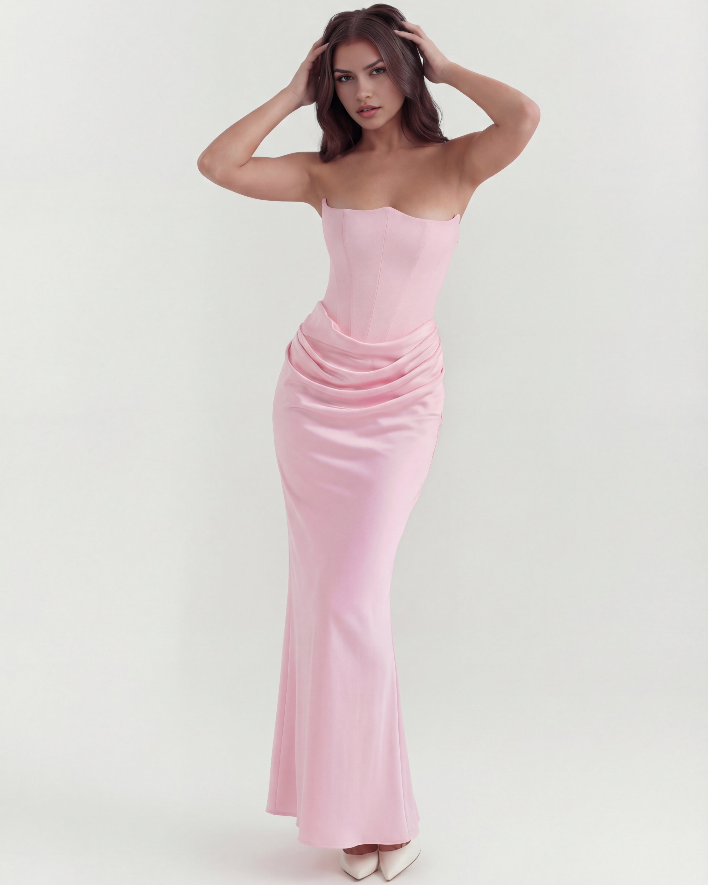 Sculpted corset strapless maxi dress for women | Rosalind