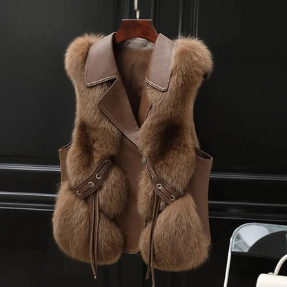 Faux fur statement vest for women | Nereida