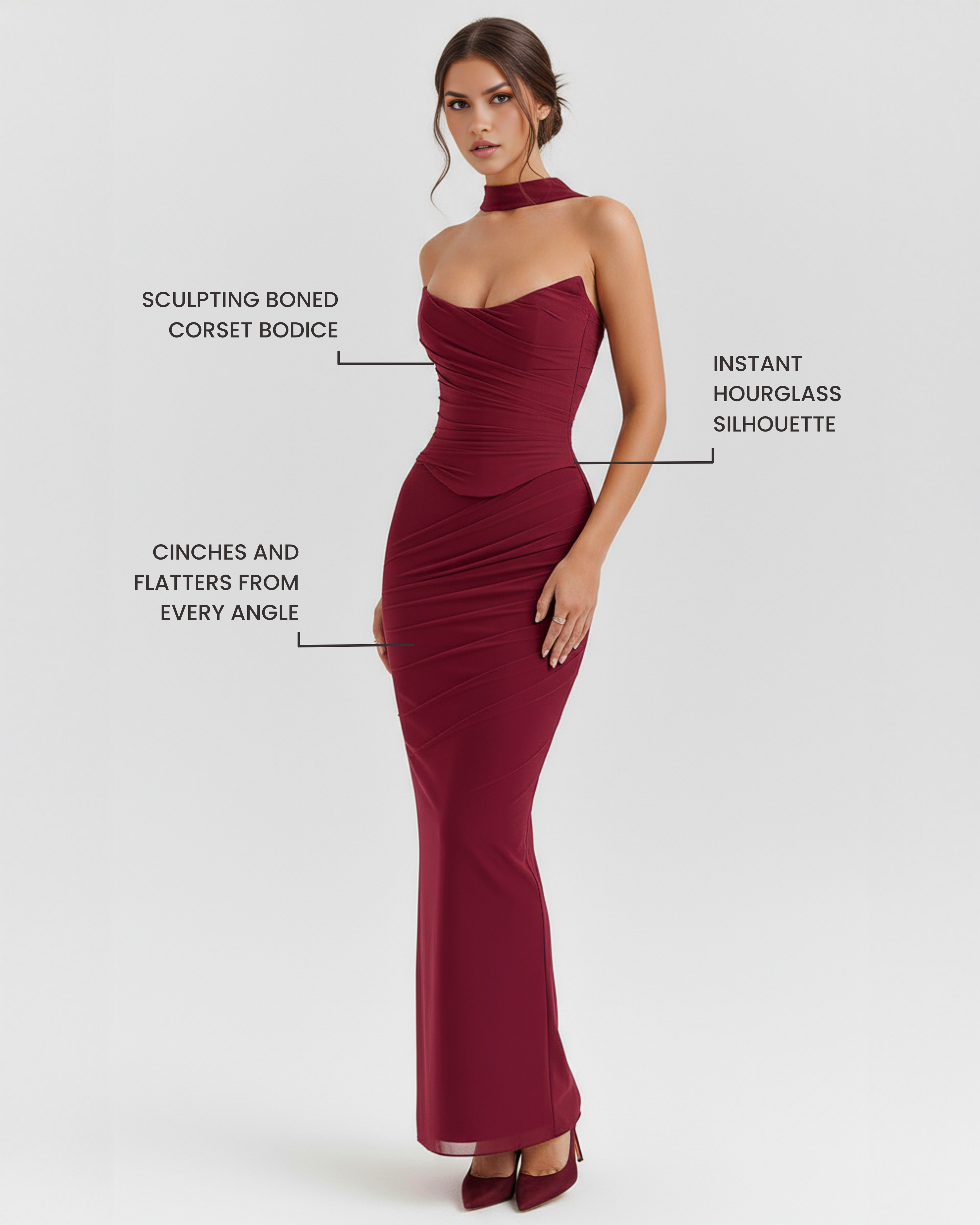 Elegant halter corset maxi dress for women | Malu