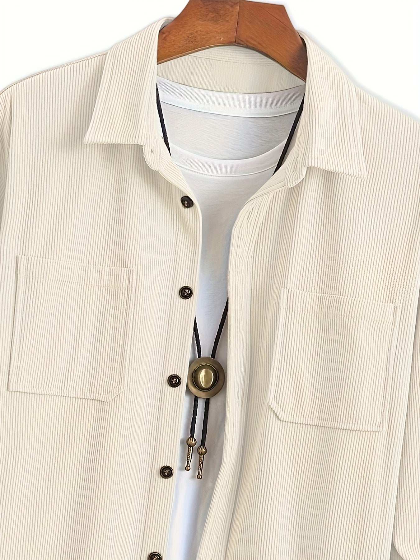 Textured casual button-up overshirt for men | Ellison Cord -13