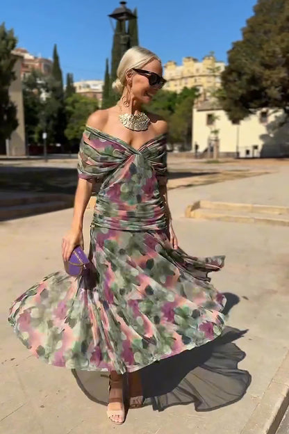 Elegant V-neck floral print party maxi dress Chic for Women | Aurelia Bloom