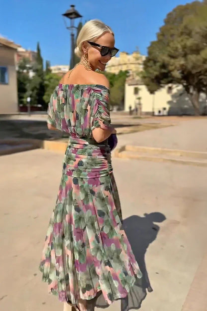 Elegant V-neck floral print party maxi dress Chic for Women | Aurelia Bloom