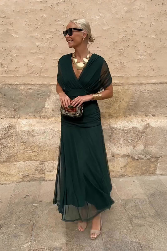 Elegant V-Neck Fantasy Maxi Dress Chic for Women | Liora