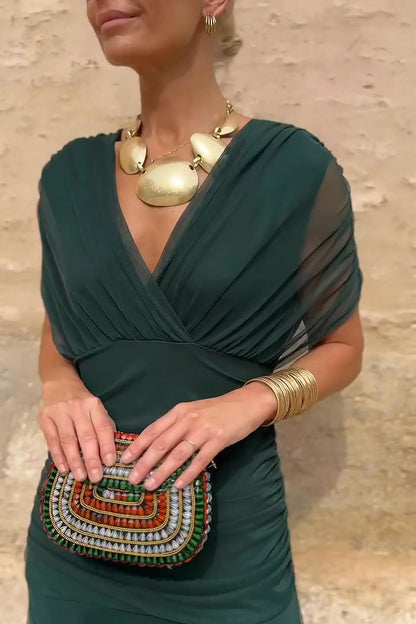 Elegant V-Neck Fantasy Maxi Dress Chic for Women | Liora