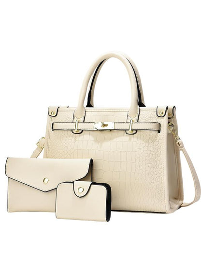 Crocodile embossed crossbody handbag set for women | Alenor