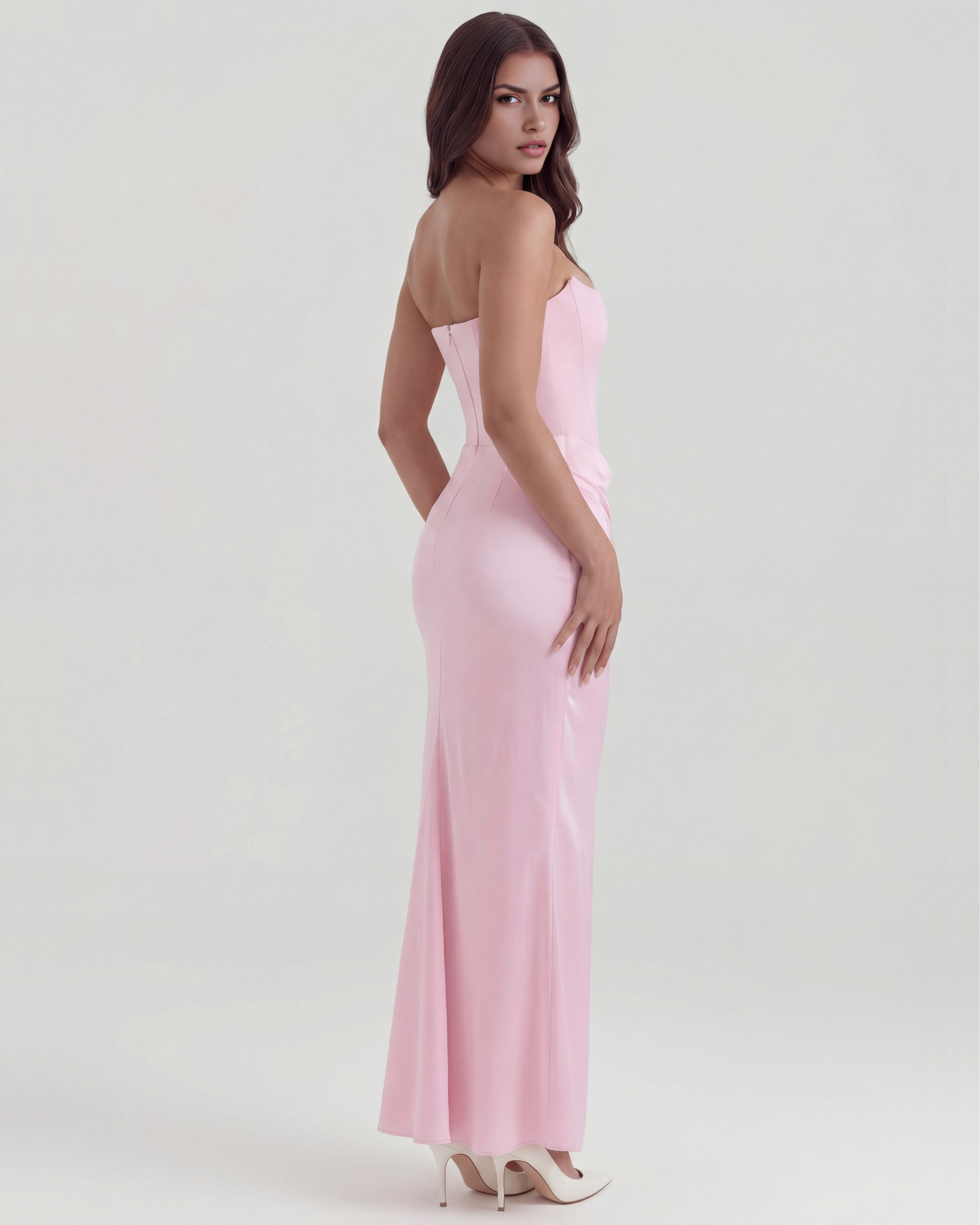 Sculpted corset strapless maxi dress for women | Rosalind
