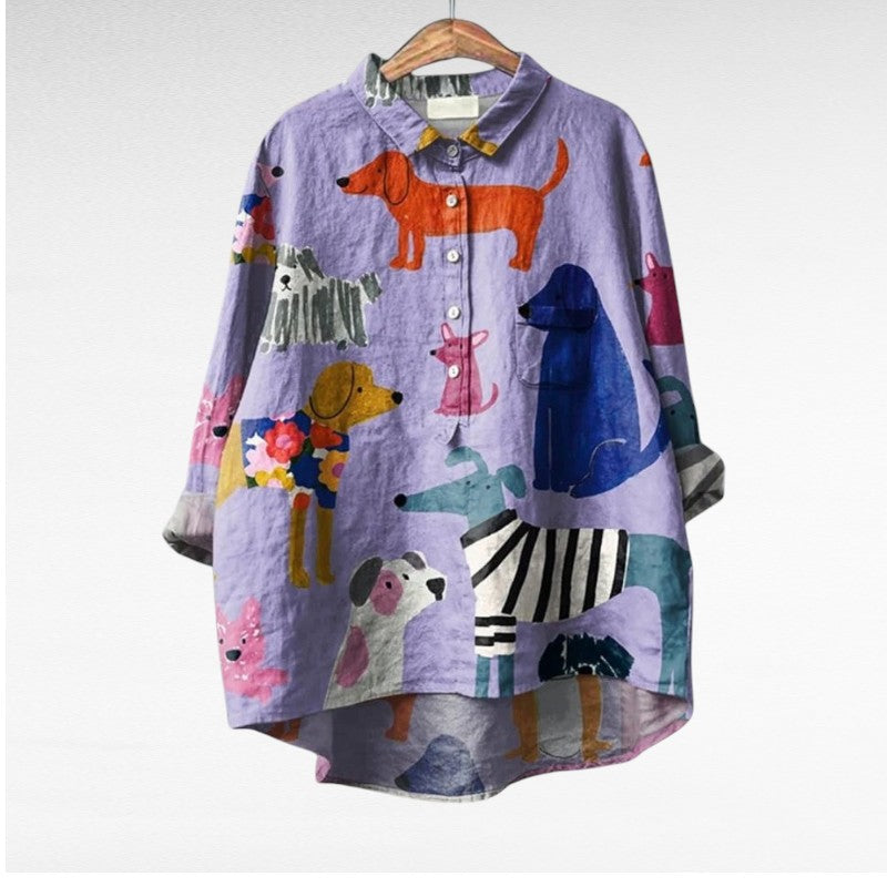 Artistic Printed Button-Up Shirt for Women | Audrey