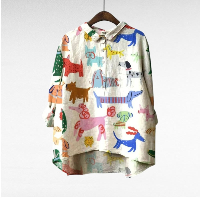 Artistic Printed Button-Up Shirt for Women | Audrey