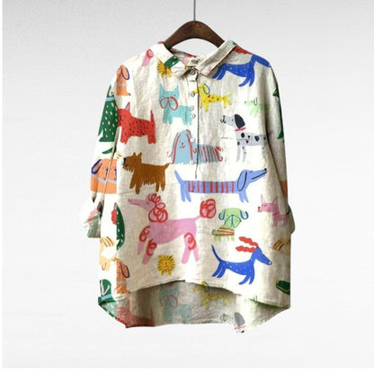 Artistic Printed Button-Up Shirt for Women | Audrey