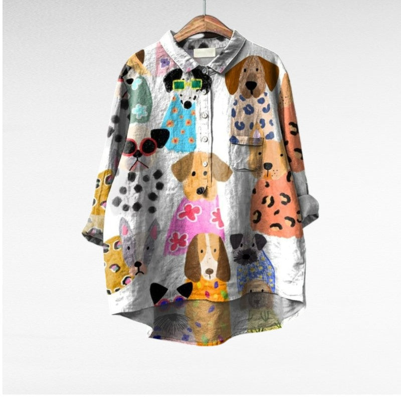 Artistic Printed Button-Up Shirt for Women | Audrey
