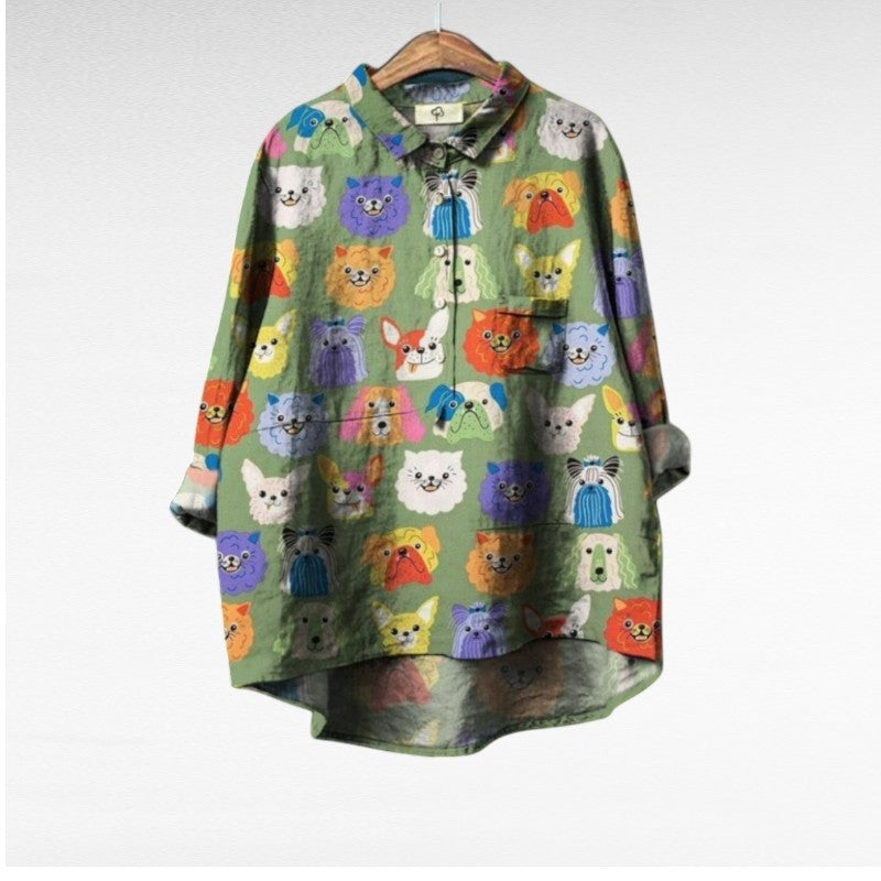 Artistic Printed Button-Up Shirt for Women | Audrey