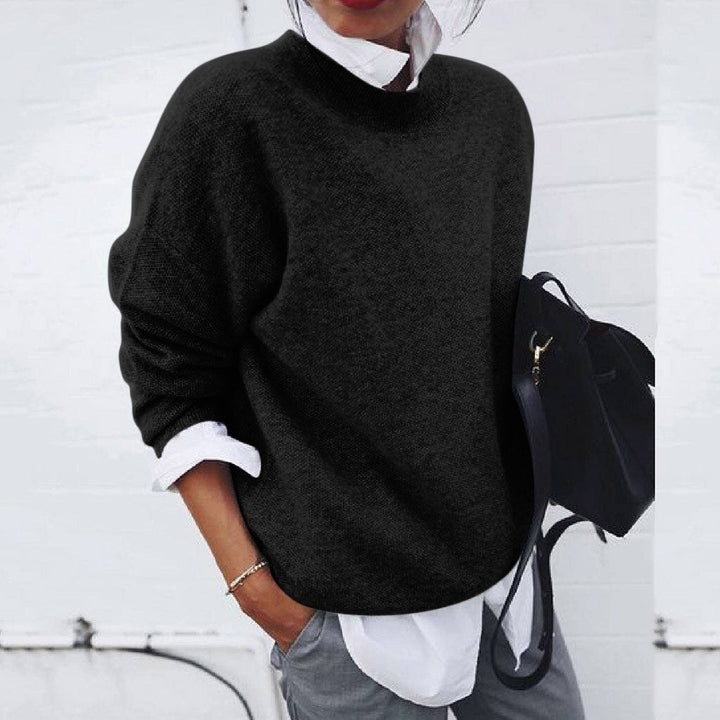 Elegant classic round-neck knit sweater Cozy for Women | Elena Grace