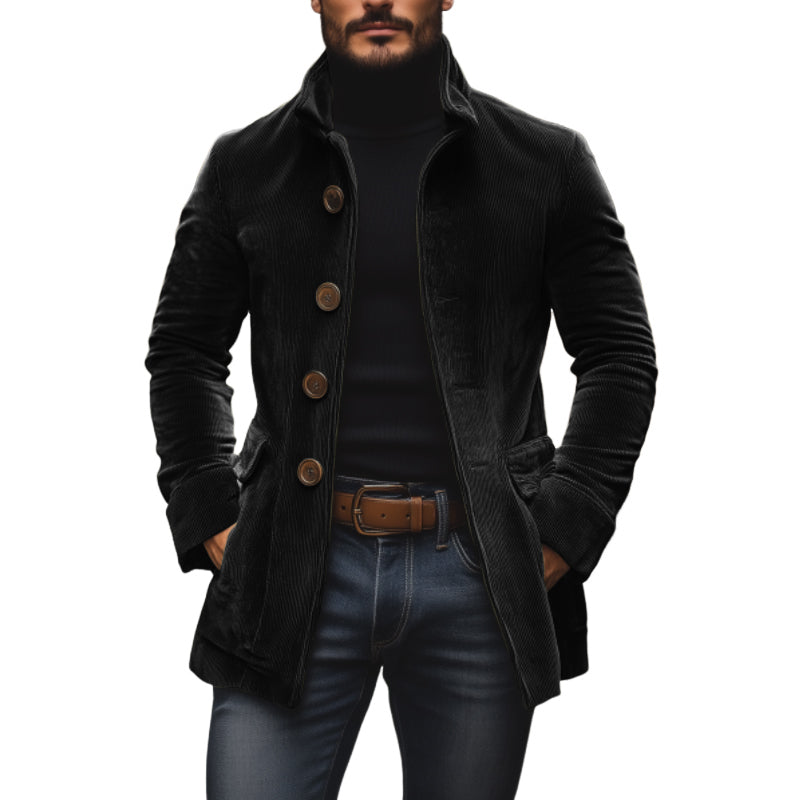 Slim fit stand collar buttoned coat Stylish for Men | Emerson Vale