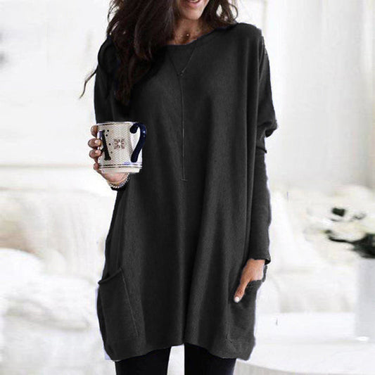 Relaxed long-sleeve pocket tunic for women | Mirelith