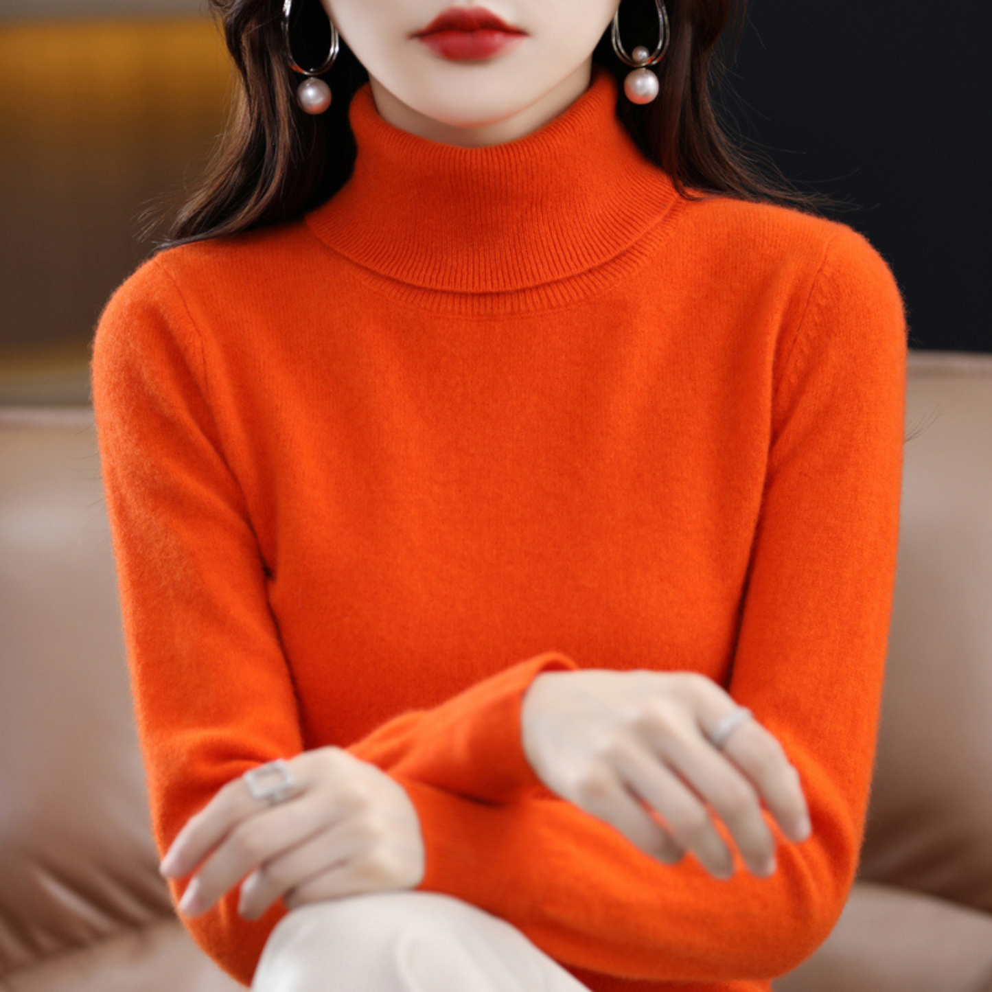 Elegant turtleneck knit sweater with soft feel Cozy for Women | Emmie Luxe