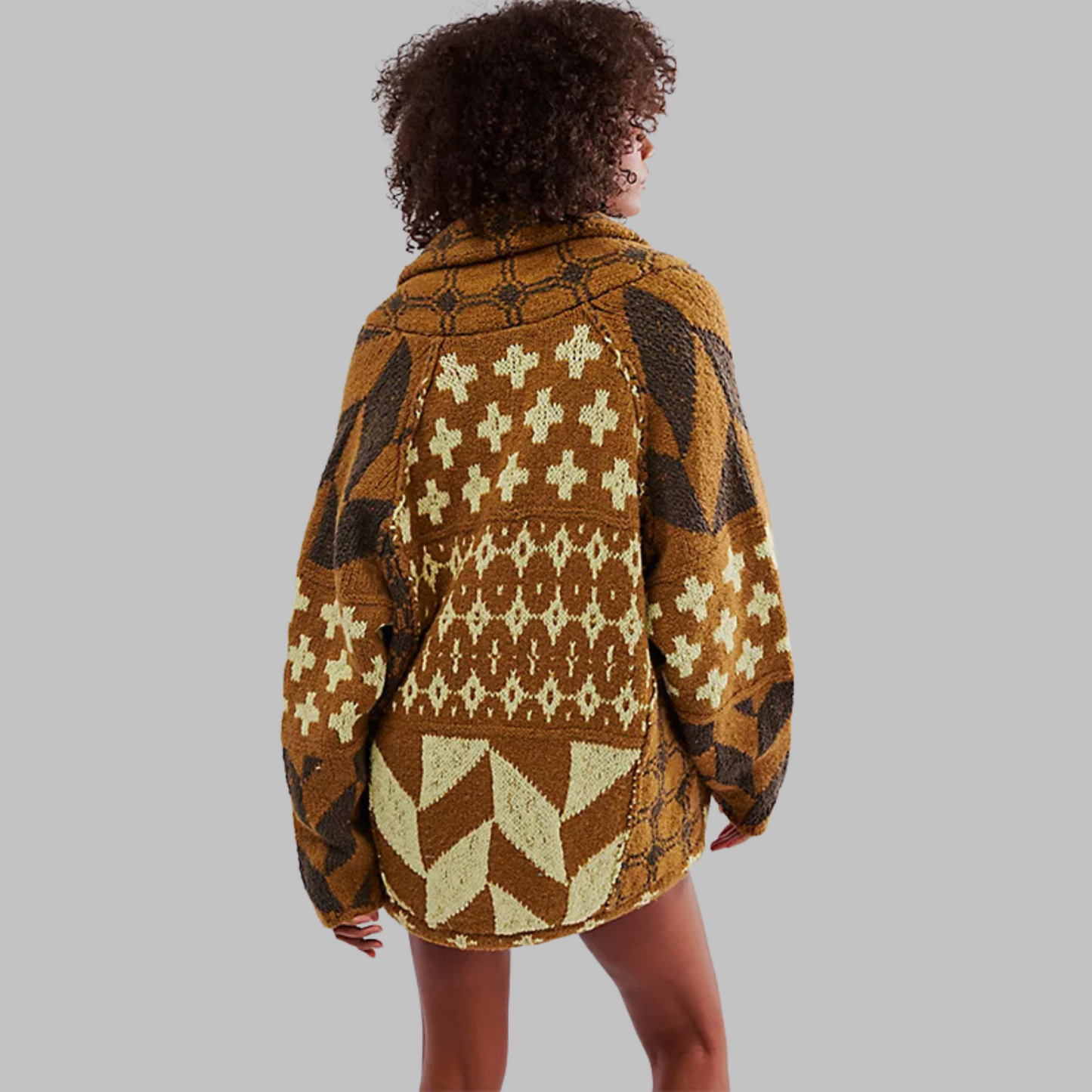 Button-down collar oversized cardigan for women | Portia