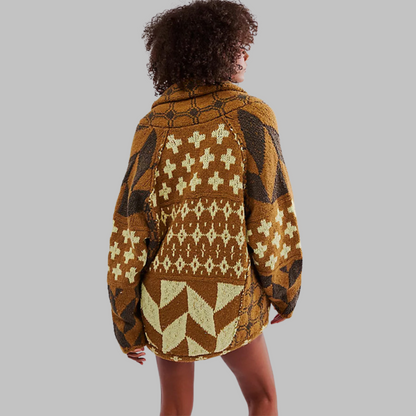Button-down collar oversized cardigan for women | Portia