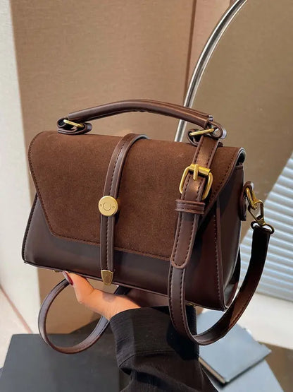 Contrast stitching small square shoulder bag for women | Avanlie