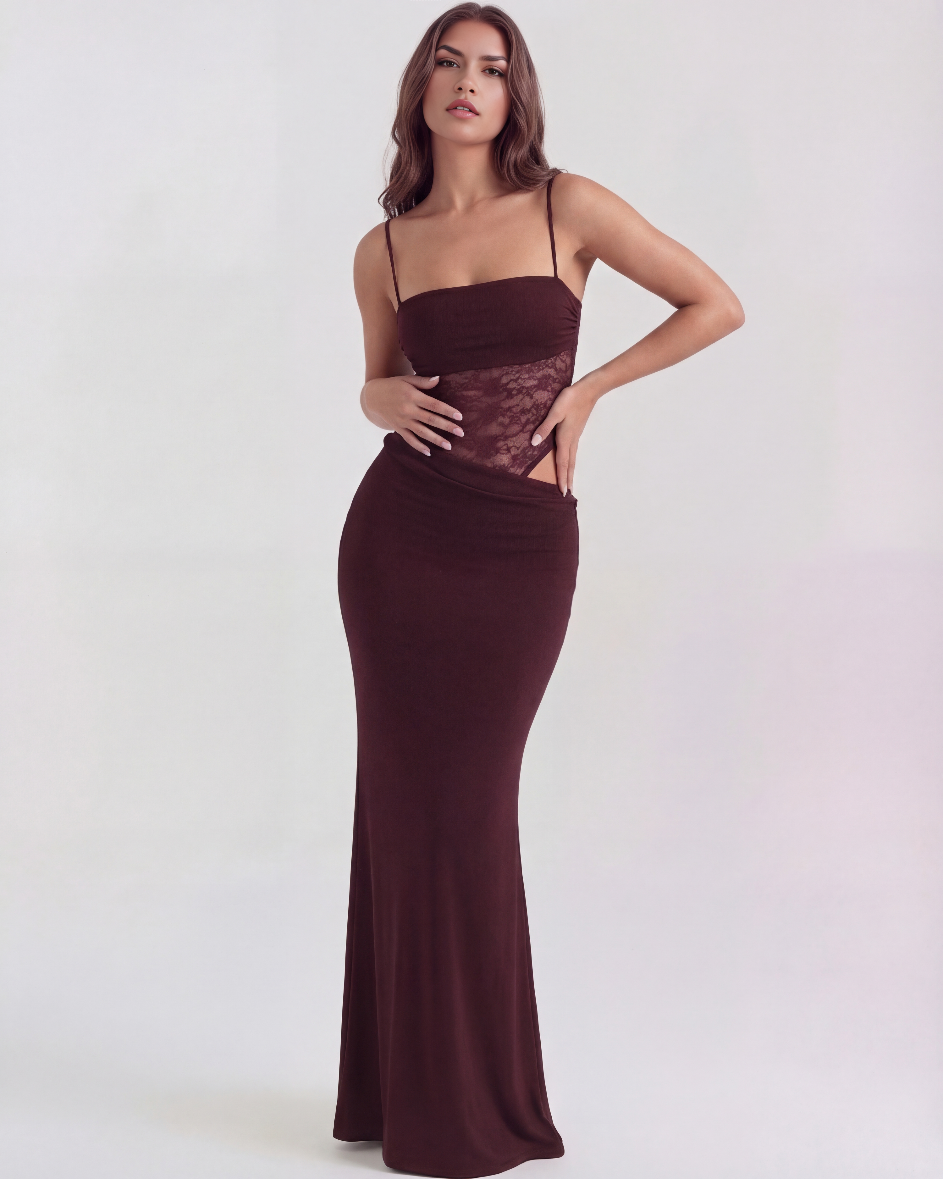 Lace bodycon maxi dress for women | Valeria
