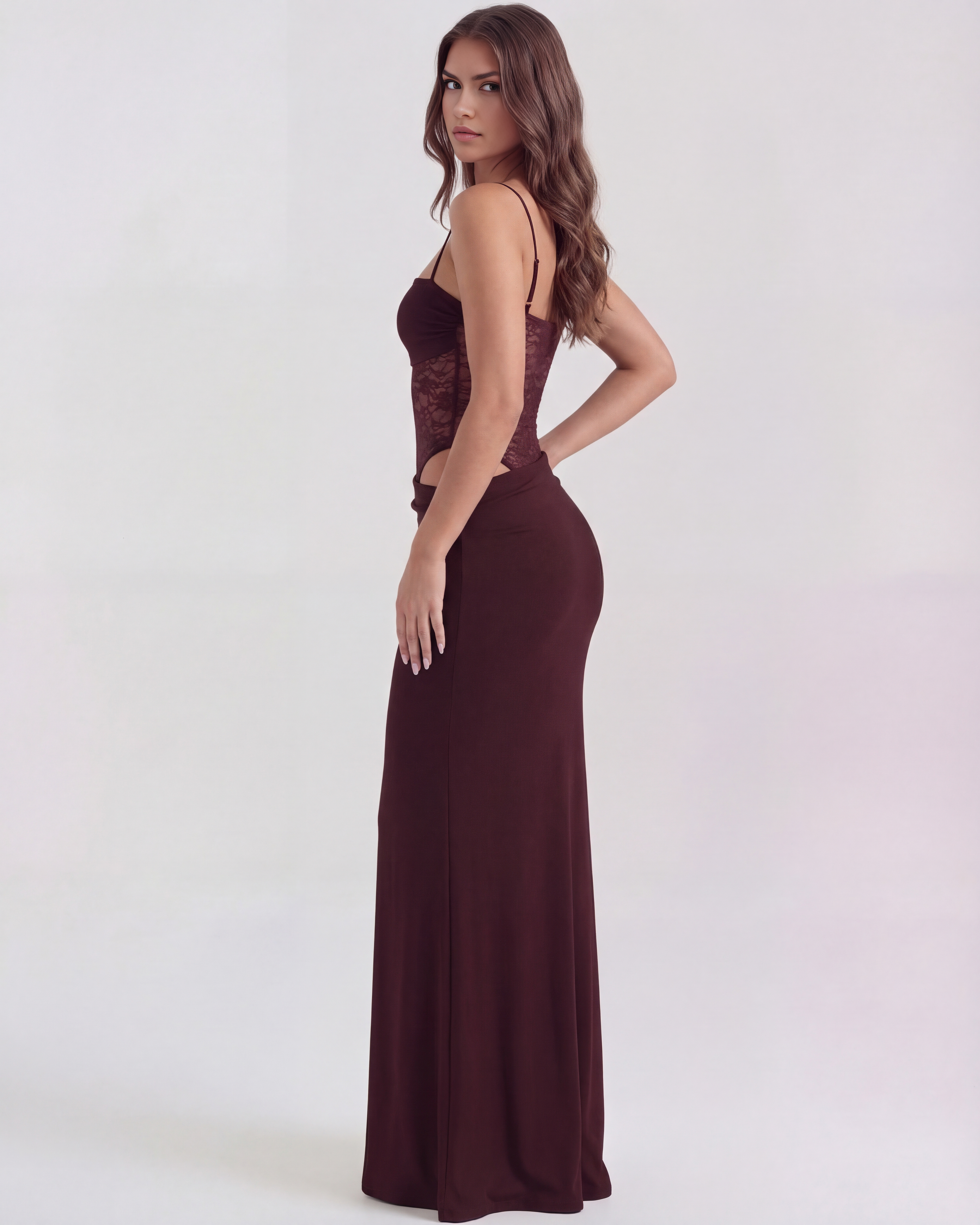 Lace bodycon maxi dress for women | Valeria