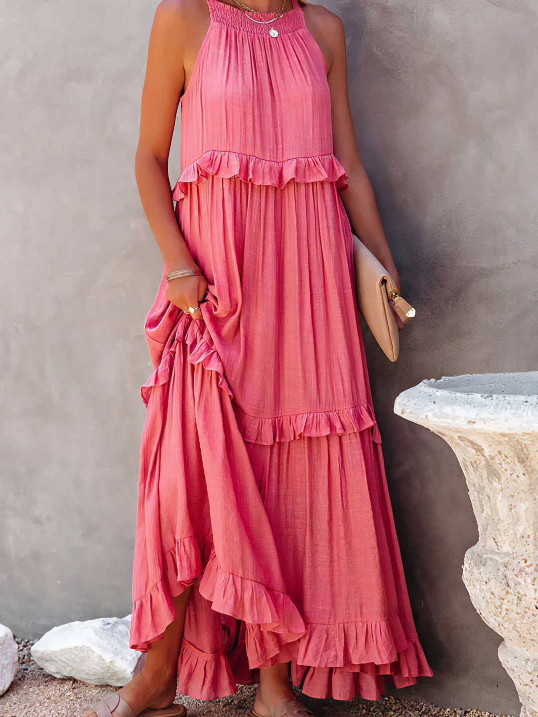 Tiered ruffle maxi dress for women | Lara