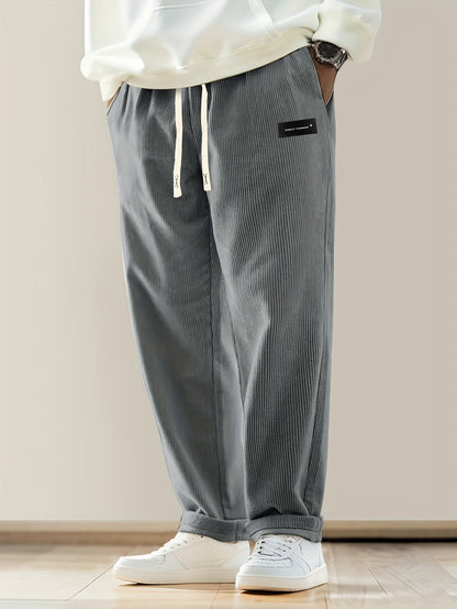 Relaxed corduroy drawstring casual trousers for men | Ellison -6