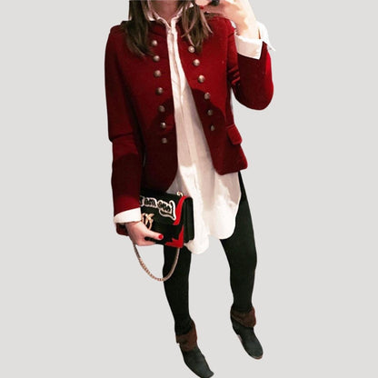 Military style wool blend tailored blazer for women | Sergente -3