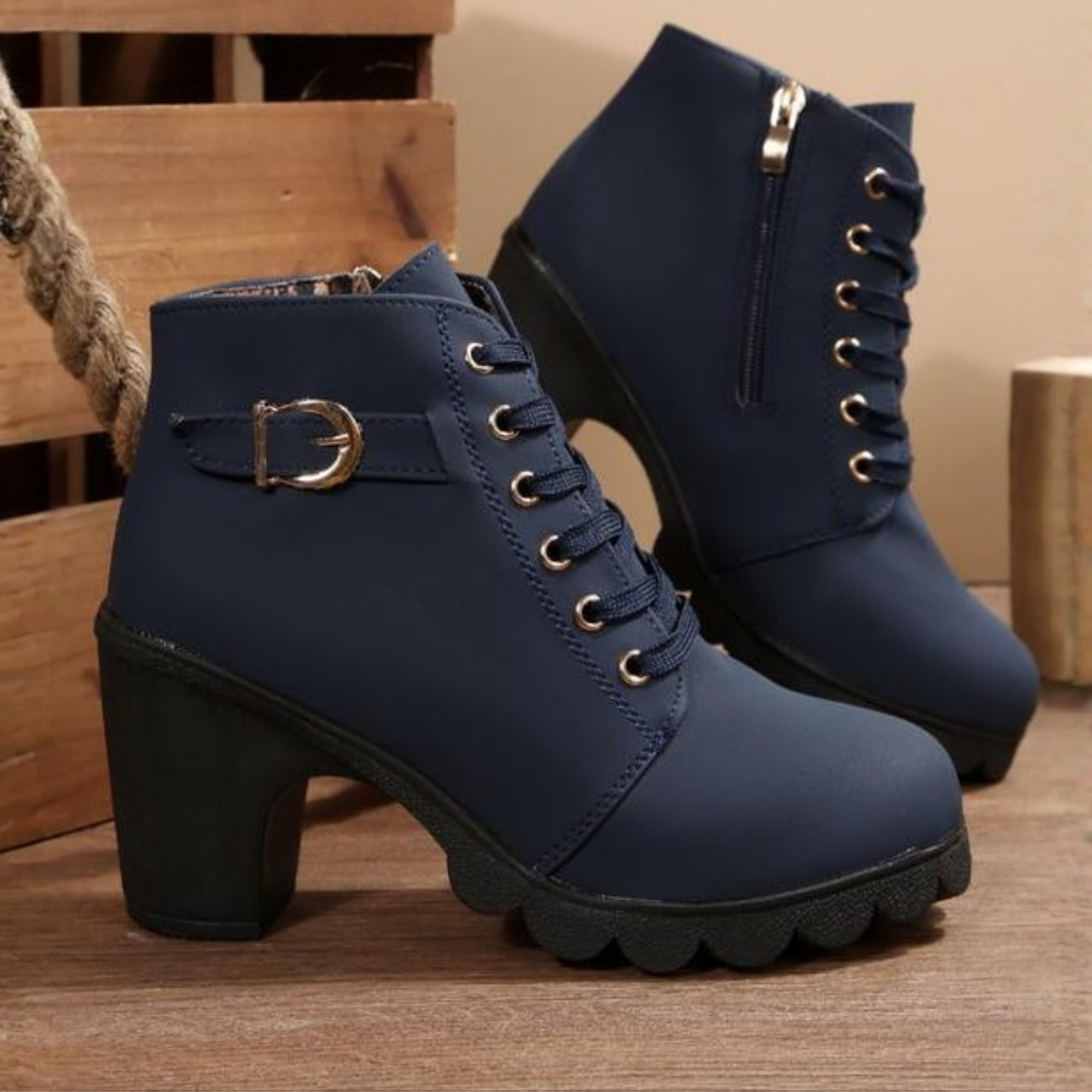 Chunky lace-up ankle boots for women | Katni