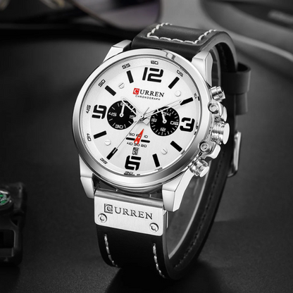 Chronograph leather-strap classic watch for men | The Hudson Classic -18