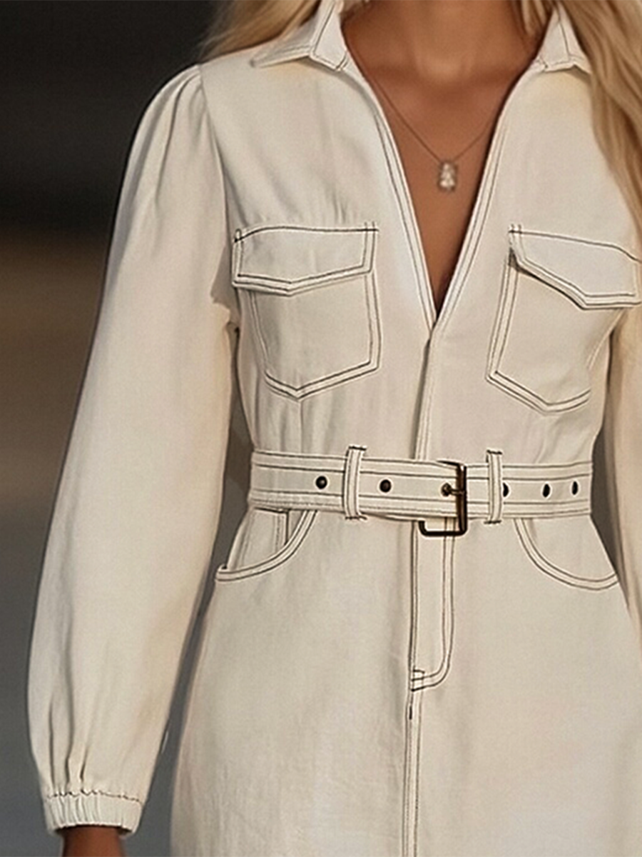 Retro denim mini dress with tassel splicing Chic for Women | Elowara