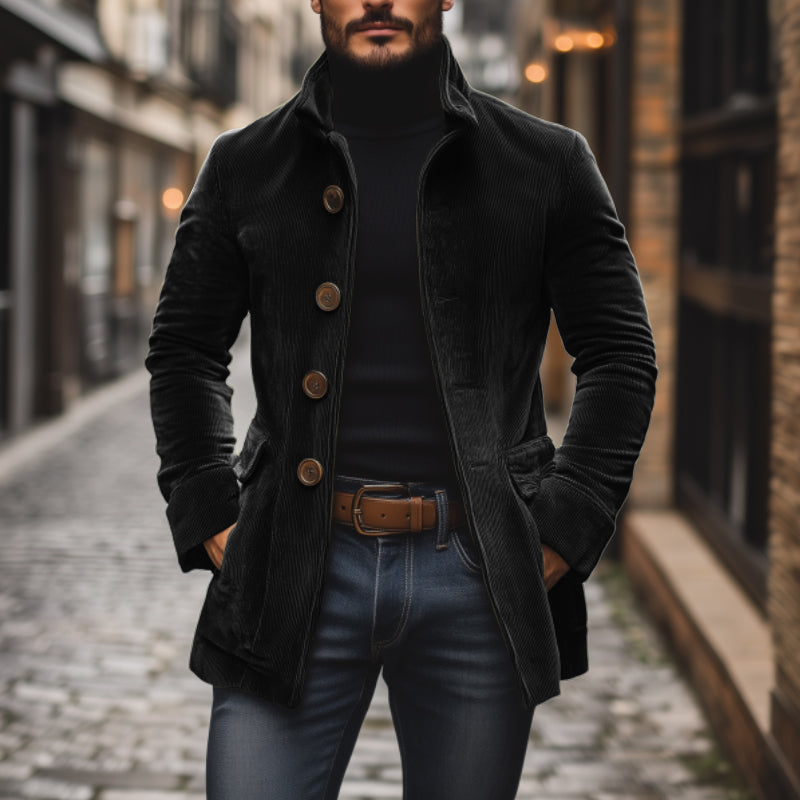 Slim fit stand collar buttoned coat Stylish for Men | Emerson Vale