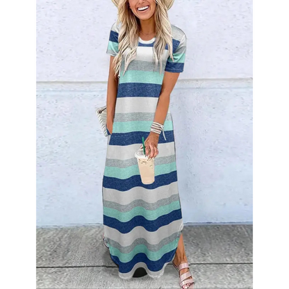 Casual round neck maxi dress for women | Relna