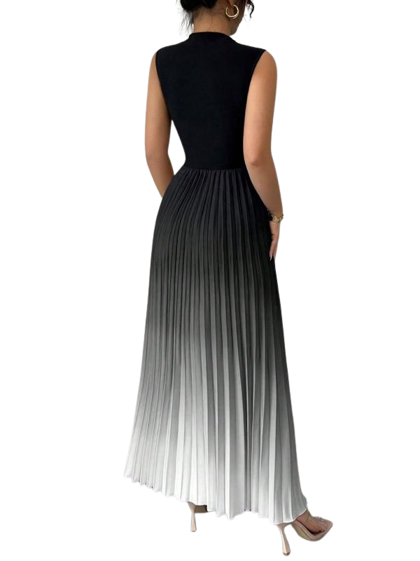 Ombre sleeveless pleated evening dress for women | Yza