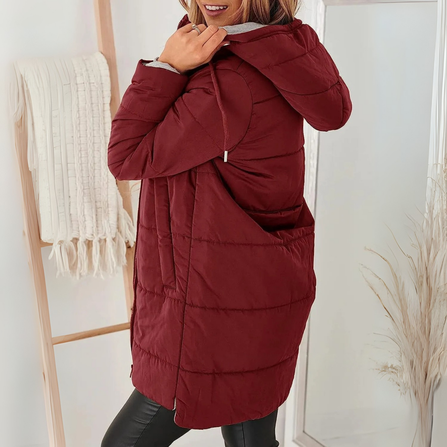 Casual hooded puffer down jacket for women | Yila -2