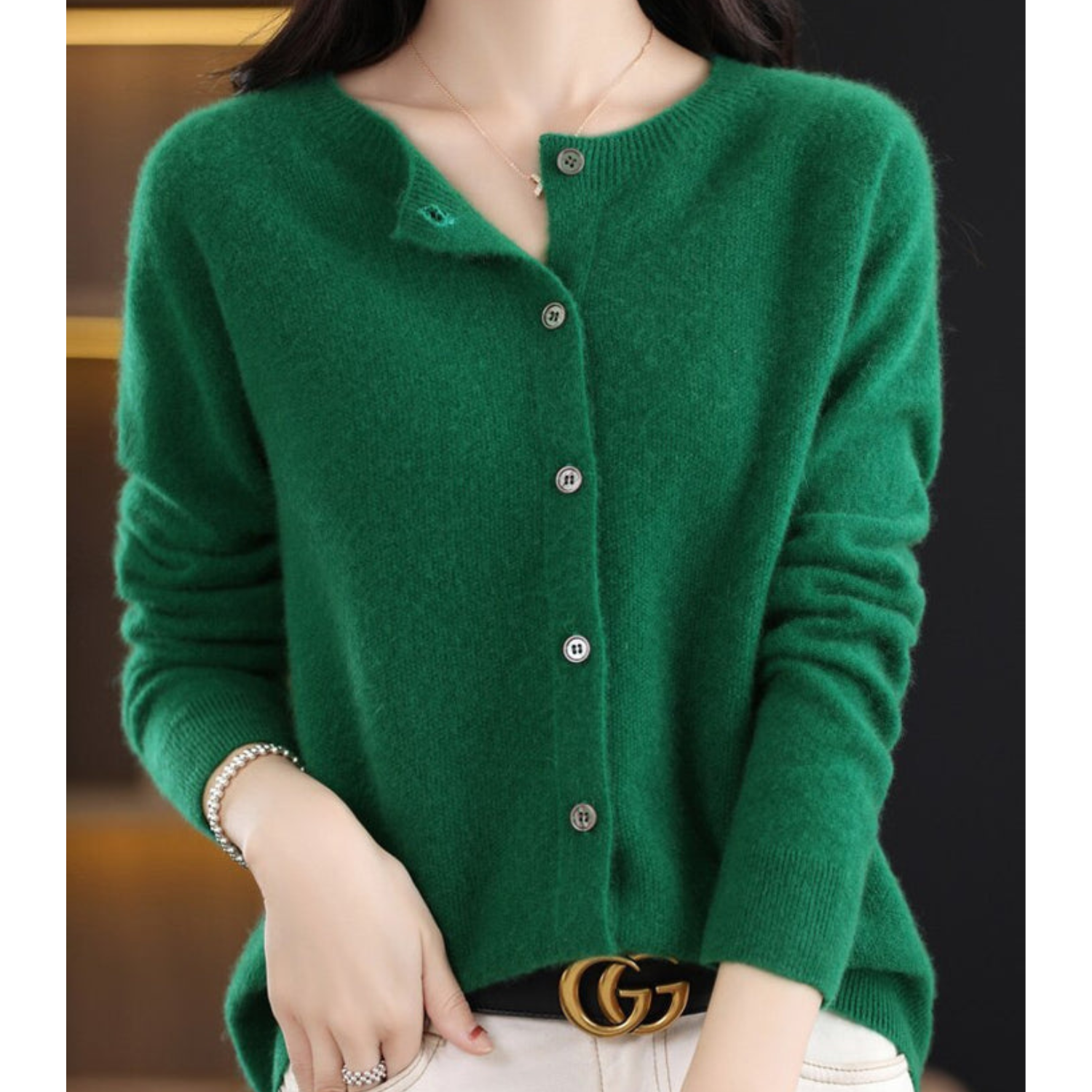 Classic button-front refined everyday cardigan for women | Aurelia -4