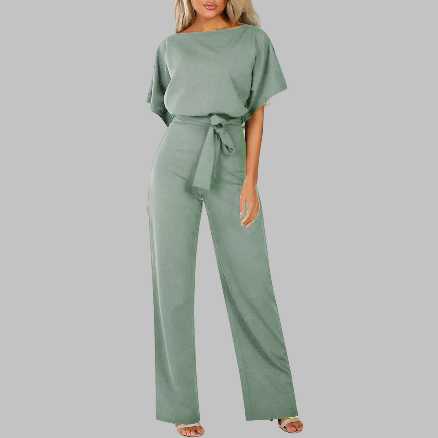 Casual tie front batwing sleeve jumpsuit for women | Alvessa