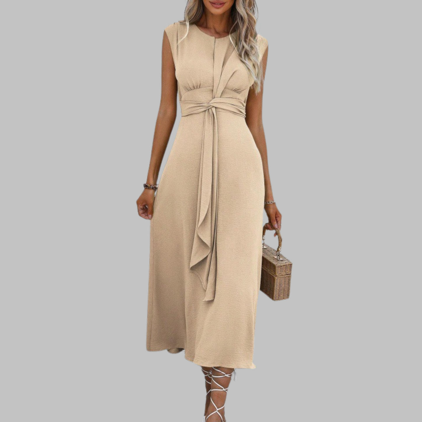 Sleeveless round neck maxi dress for women | Reese