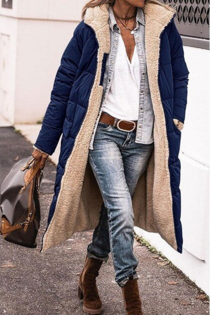 Elegant reversible long coat for women | Elvoria