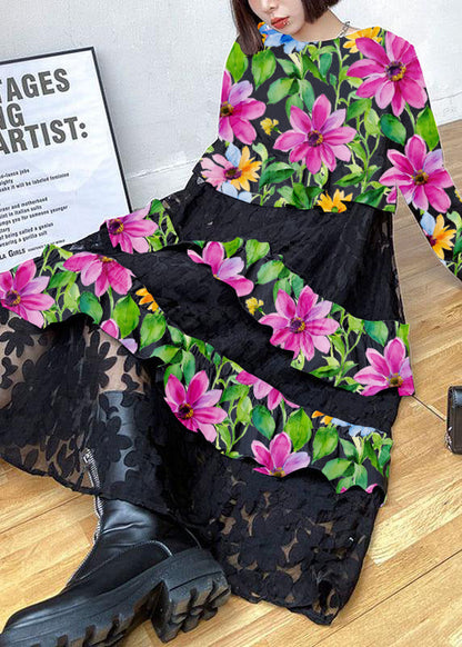 Bohemian Black Ruffle Panel Autumn Dress Chic For Women | Seraphine