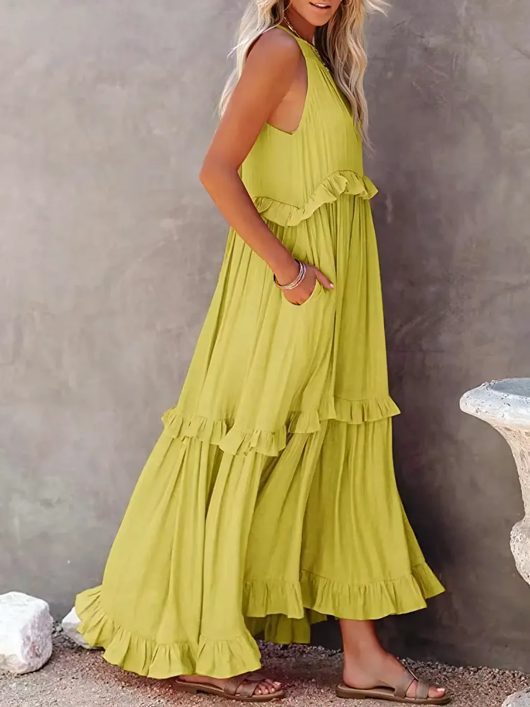 Tiered ruffle maxi dress for women | Lara