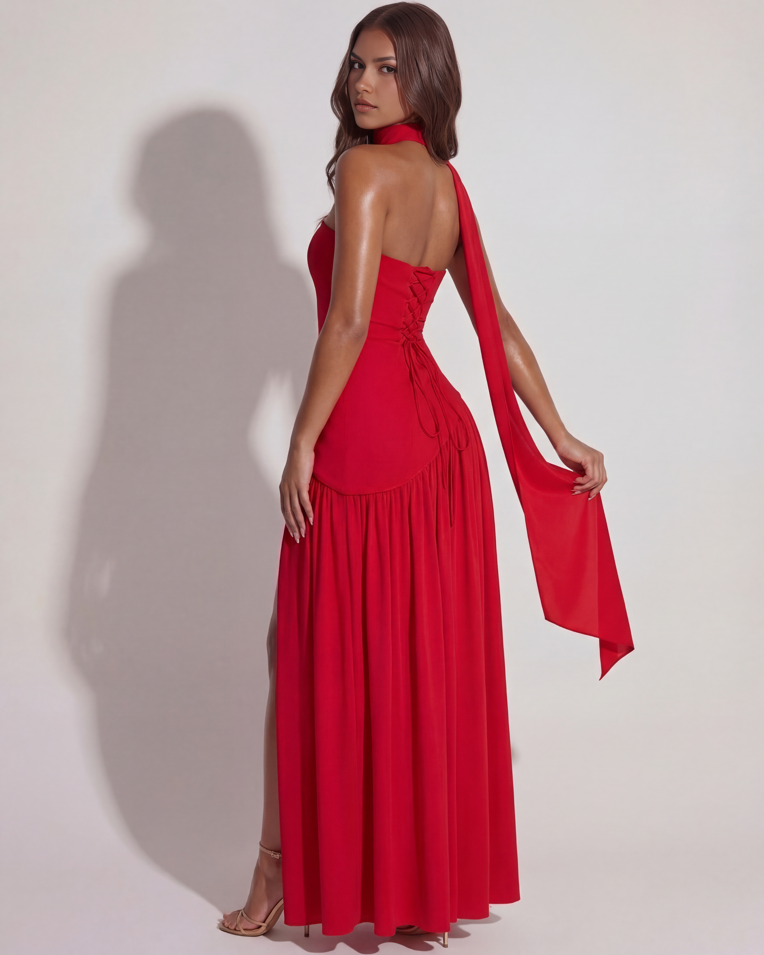 Structured bodice crepe maxi dress for women | Serena
