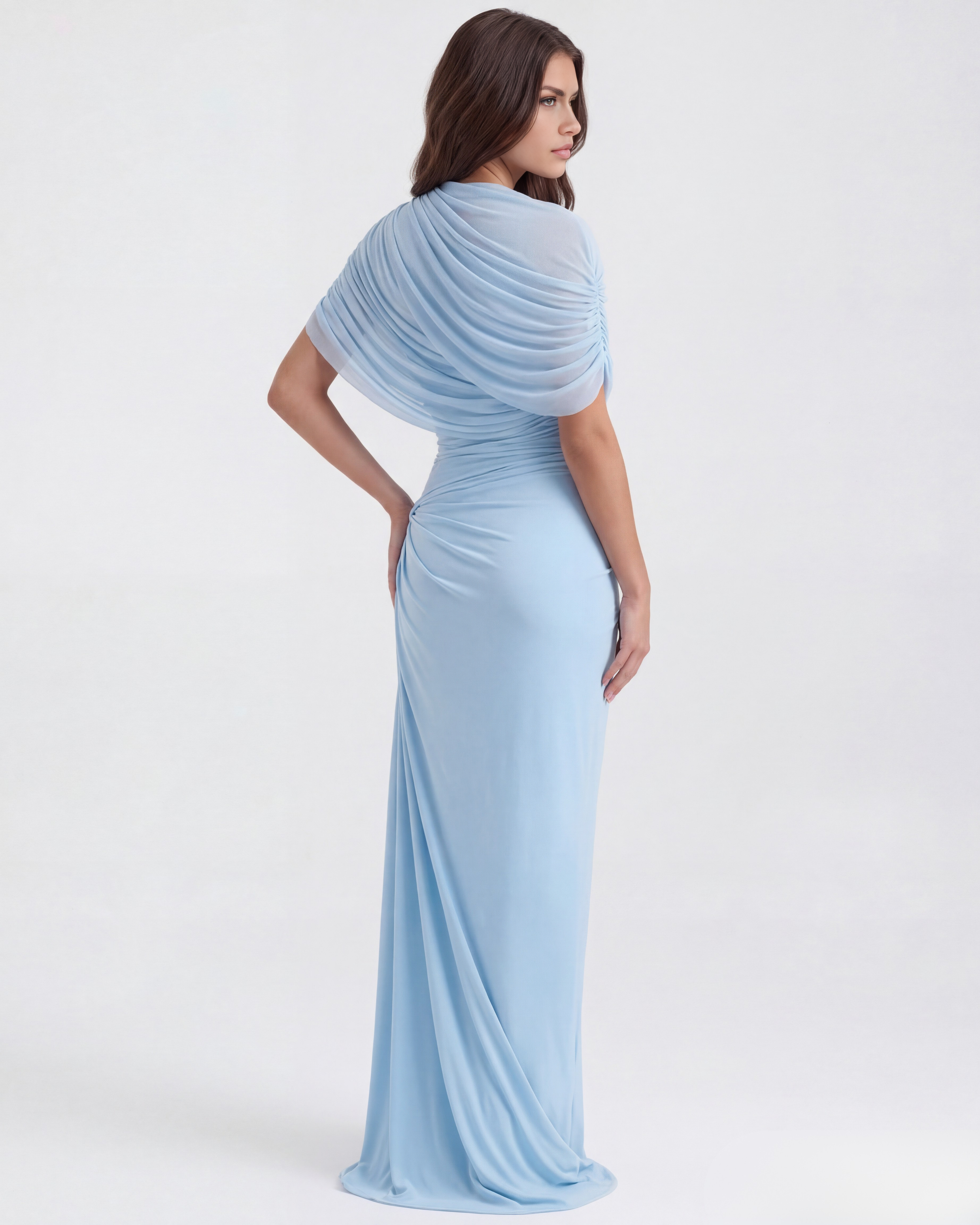 Asymmetric draped maxi dress for women | Camilla