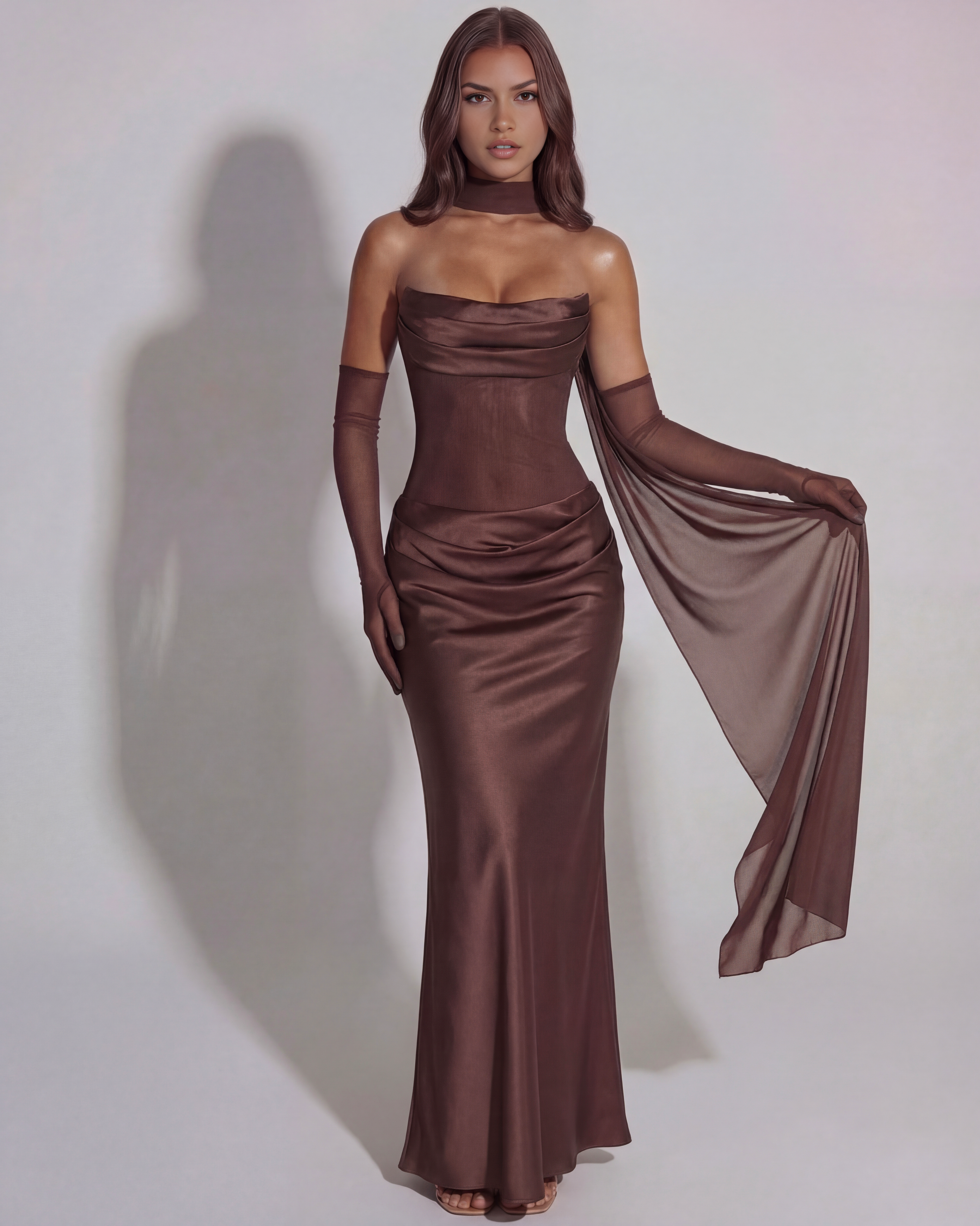 Cowl neck sculpting maxi dress for women | Vittoria