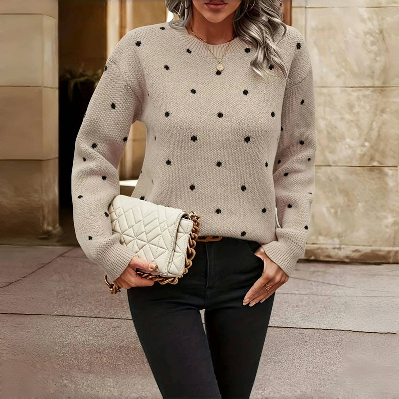 Polka dot knitted playful sweater for women | Nina -3