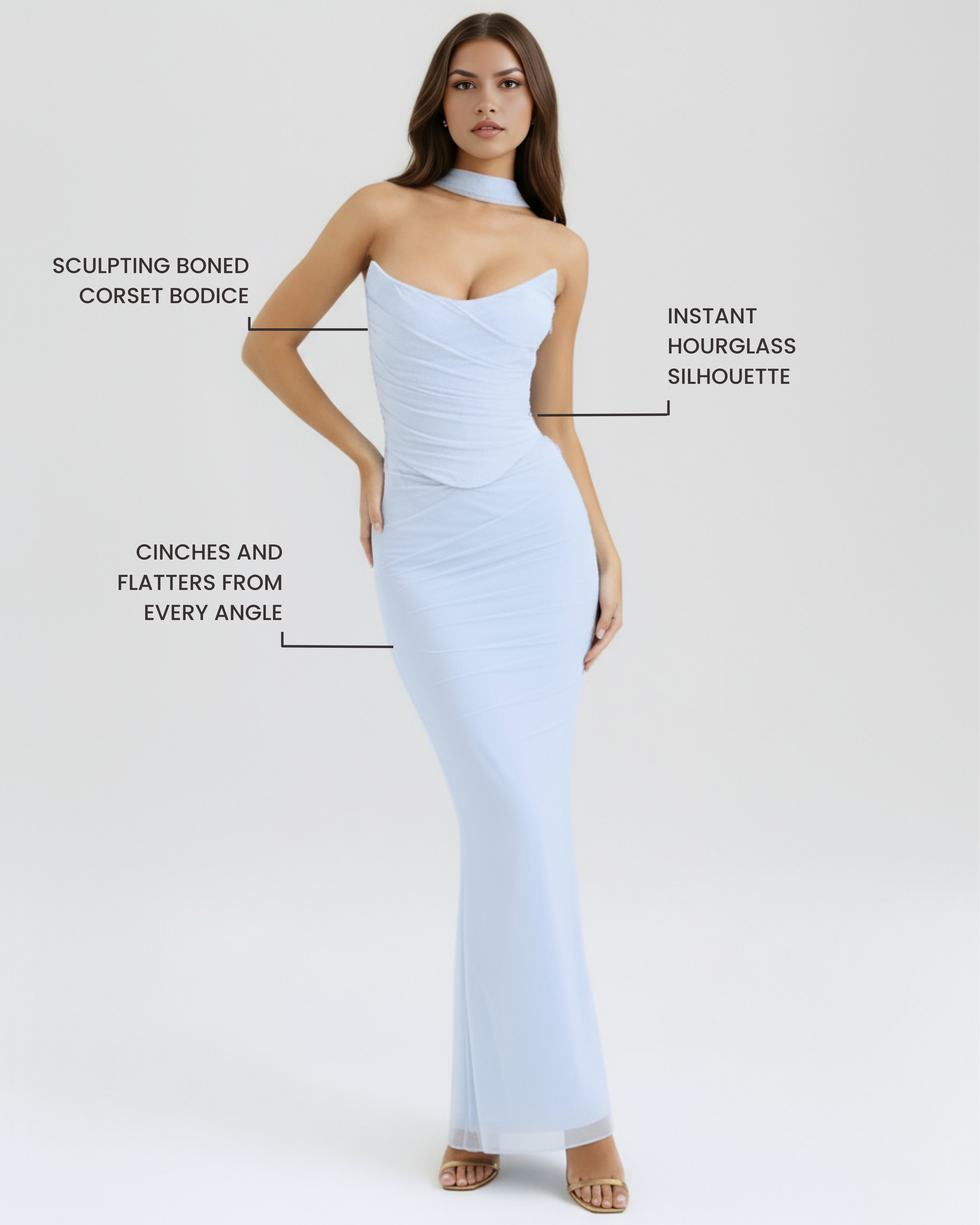 Elegant halter corset maxi dress for women | Malu