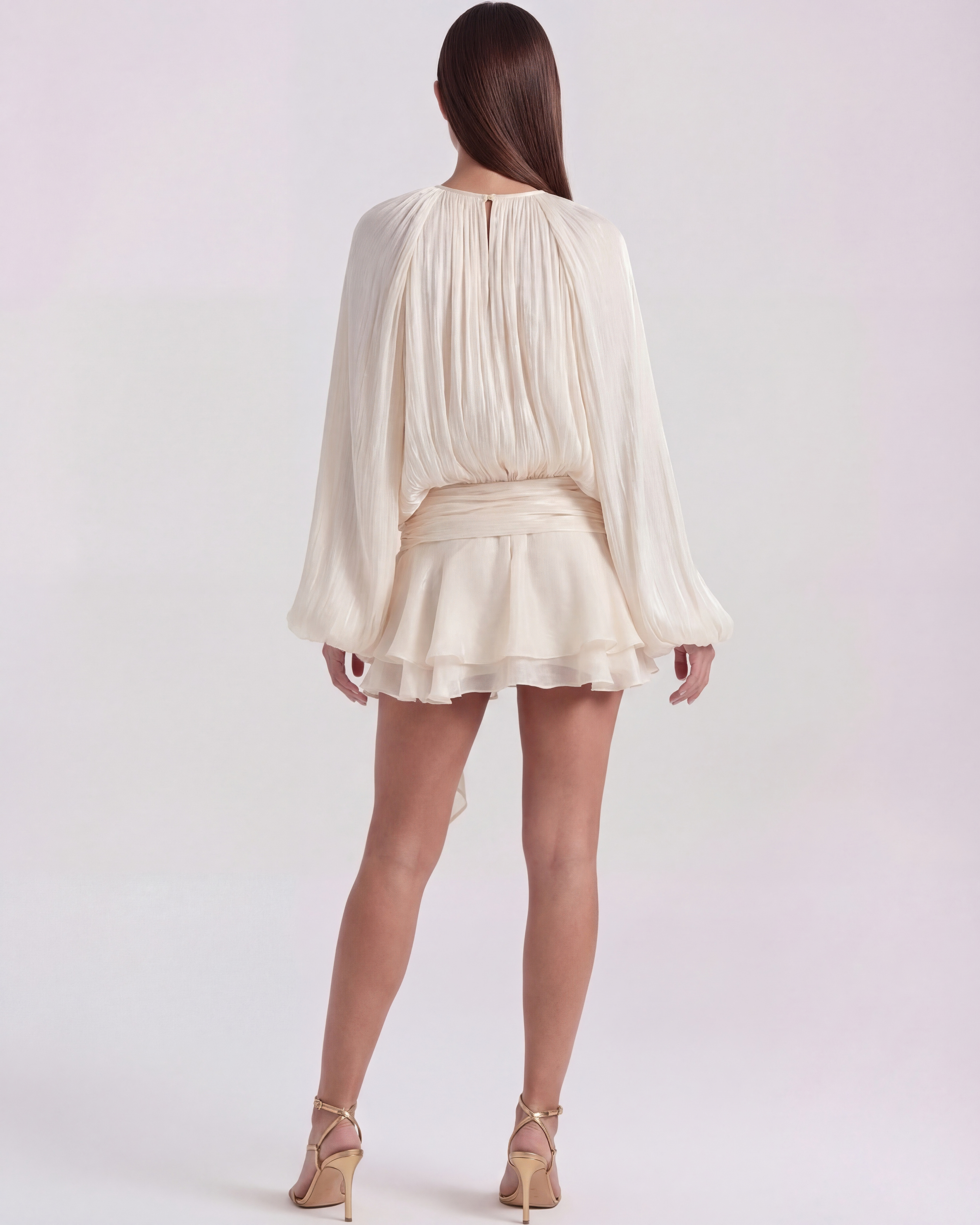 Pleated ruffled hem mini dress for women | Giovanna