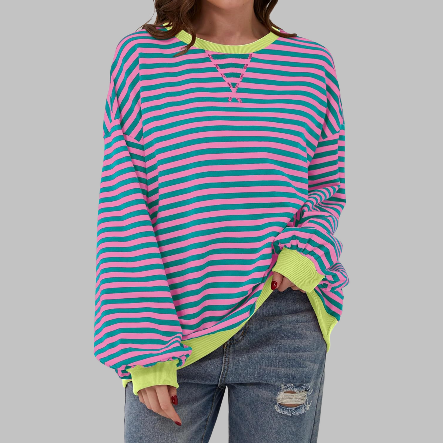 Striped long sleeve sweatshirt for women | Luka