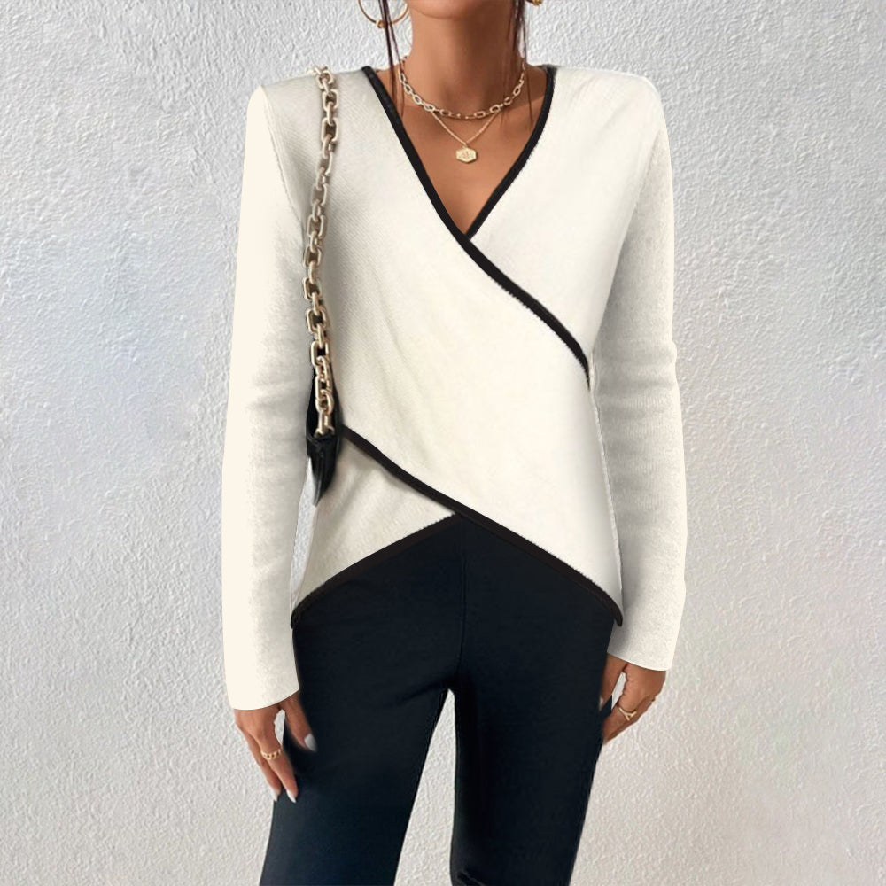 Elegant V-neck knit sweater with comfortable fit Cozy for Women | Naya Élan