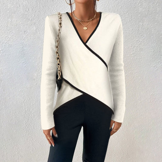 Elegant V-neck knit sweater with comfortable fit Cozy for Women | Naya Élan